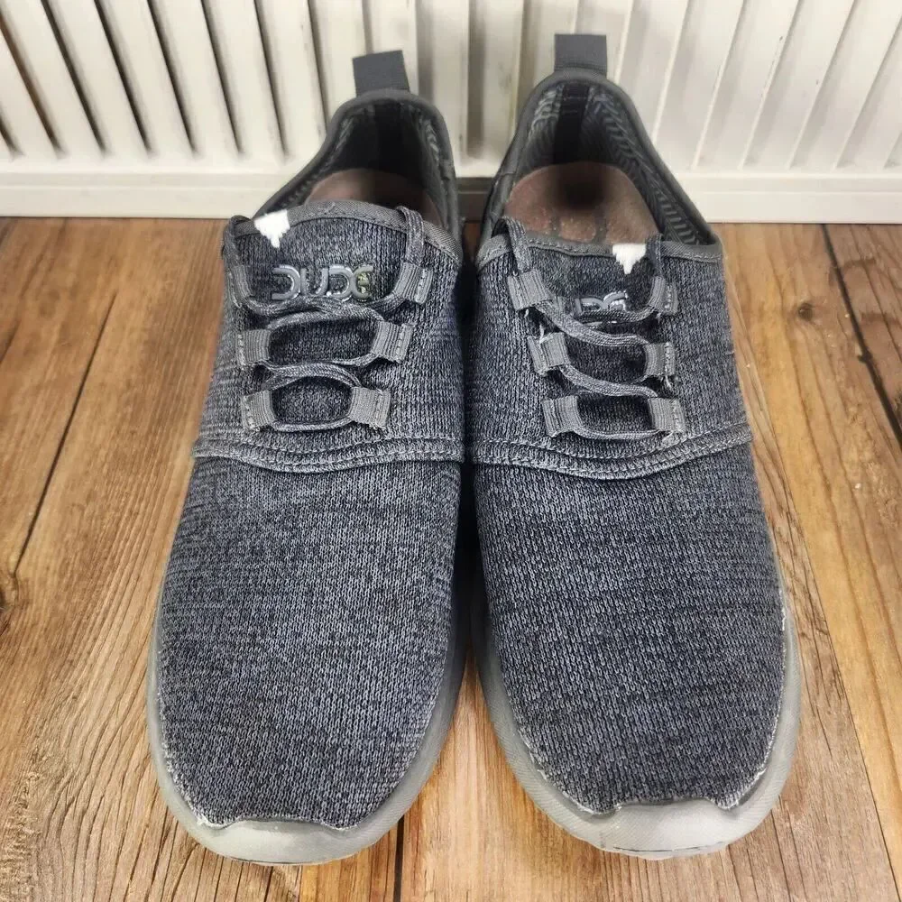 Mens 10 Hey Dude Relay Sox Dark Grey Casual Lace Up Low Comfort Sneakers Shoes